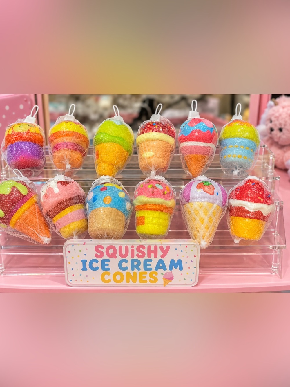 Assorted Colorful Sponge Squishy Ice Cream Toys - 12 Pack